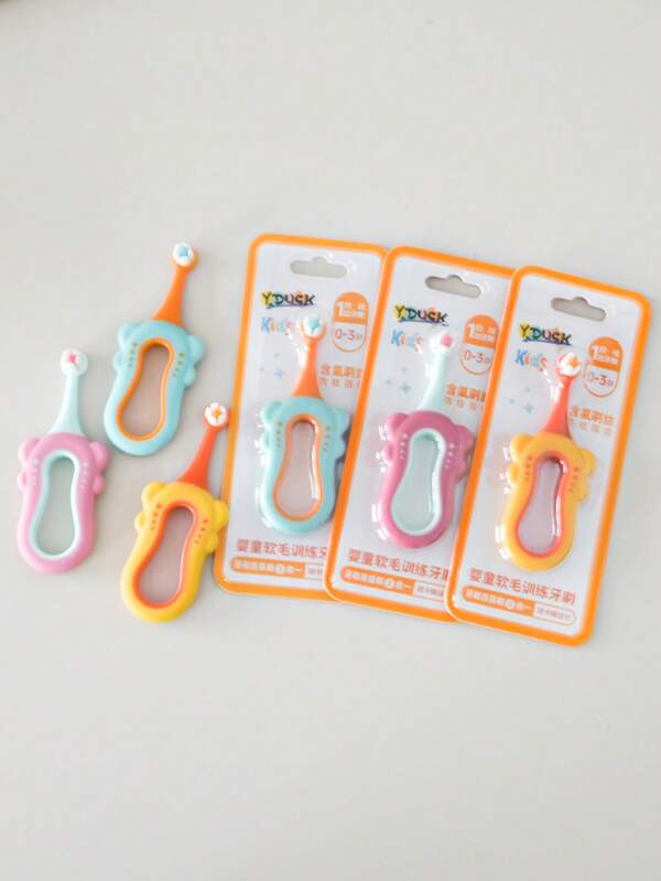 1pc 0-3 Years Old Baby Toothbrush, Infant Oral Care Teether Brush, Super Soft Bristles Suitable For Baby Teeth And Gums, Dentist Recommended Children Toothbrush