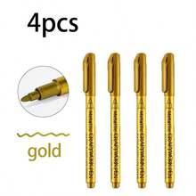 1pc/2pcs/4pcs Gold/Silver Craft Sign-In Pen, Paint Pen, DIY Hand-Painted Graffiti Pen, Signature Pen, Marker Pen, Suitable For Glass Bottle, Wine Glass, Wedding Signing, Wood, Metal Signing, Applicable To Various Materials