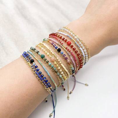 Pulsera multicapa hecha a mano con cuentas, estilo minimalista de lujo y moda