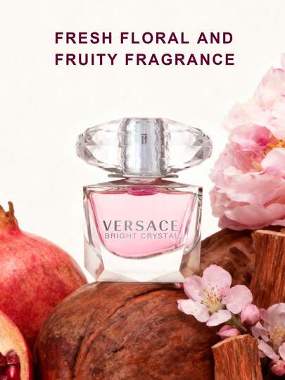 Versace Bright Crystal Eau De Toilette-Floral Fruity Perfume, Pink Bottle, Youthful & Romantic FragranceShimmering Bottle, Day To Night Fragrance- 5ml/0.17oz