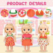 10 Set Alive Baby Doll Clothes, Doll Clothes And Accessories For 10-12 Inch Girl Dolls Outfits Include Cute Jumpsuit, Skirts - 彩色 - 查看 3