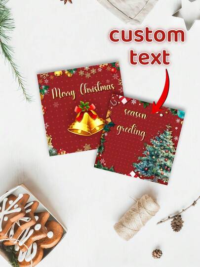 6Pcs Custom Christmas Card – Add Your Personal Text , Perfect For Xmas, New Year, Winter Birthday, Office Exchange, Classroom Wishes, Family Gathering & Holiday Greetings