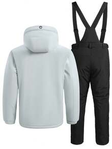 2件套运动户外男友风男士运动服，男友风男士专业运动休闲套装，男友风男士滑雪服夹克和裤子 HX5593 滑雪服 - 淺灰色 - 查看 11