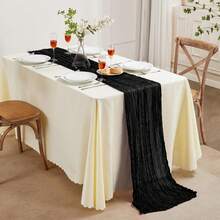 1 Pack Black Table Runner Retro Rustic Transparent Table Runner Suitable For Wedding Party Bride Long Table Decoration - Black - View 5