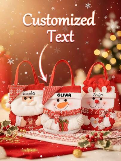 Customized Christmas Gift Tote Bag, Packaging Bag For Christmas Eve, Christmas Gifts, Decorations, Candy Bags, Shopping Bag For Friends And Family, Customized Christmas Gifts