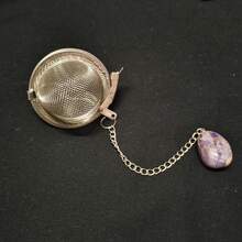 1~10 piezas Bola de malla de acero inoxidable con piedra de cristal de 5 cm Coladores de té Infusores de té Filtros para tés, Infusor de té con colgante de piedra de cristal natural, Colador de té de malla