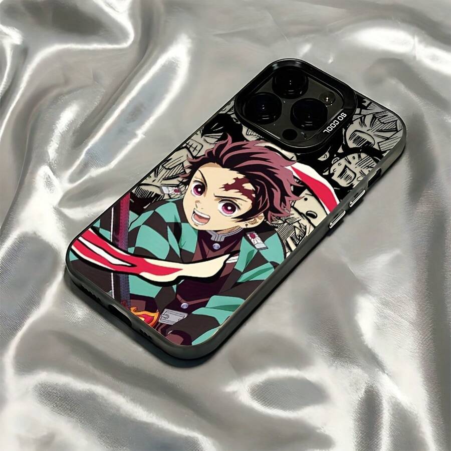 Estuche Anti-Caída Mate para iPhone 16, 15, 14, 13, 12, 11 Pro Max, X, XR, XS Max, 7 Plus - : Kimetsu no Yaiba (Chico de Sangre Caliente) - Color mezclado 1 - Ver 1