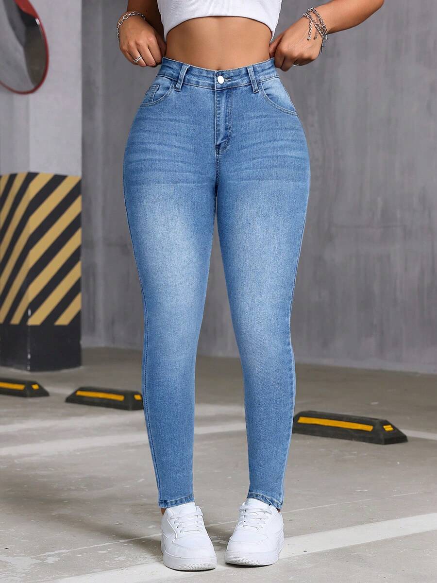 Y2K Style High Waist Light Blue Jeans,Slim Fit Pencil Pants, Flattering Figure, Suitable For All Seasons, Holidays, Festivals, Cowgirls, Going Out, Jeans Women, Denim Women, Curves