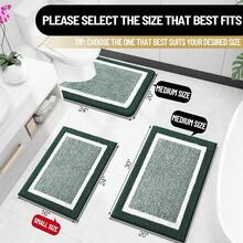 Bathroom Rugs 24x16, Extra Soft And Absorbent Microfiber Bath Mat, Non-Slip, Machine Washable, Quick Dry Shaggy Bath Carpet, Suitable For Bathroom Floor, Tub, Shower (Small, Blackish Green){Inchcolor_nameinch:InchBlackishGreenandWhiteinch,Inchsize_nameinch:Inch24\Inchx16\Inchinch} - 黑色,綠色和白色 - 查看 3