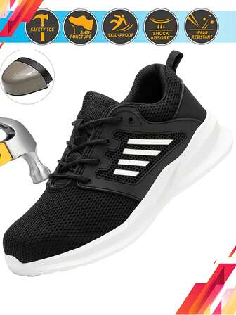 Dian Sen Christmas Gift Lightweight Steel Toe Safety Shoes, Women's Safety Training Shoes, Steel Toe Athletic Shoes, Safety Work Shoes, Women's Steel Toe Training Safety Shoes Suitable For Outdoor, Hiking, Work, Steel Toe Athletic Safety Shoes, Women, Work Shoes, Women, Men's Work Athletic Shoes, Rotary Button Easy On/Off