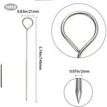 15 Pcs Turkey Lacers Trussing Turkey, Wraps Turkey Lacers, Metal Skewers 5.8 Inch, Multi - Use Chicken And Turkey Wraps - Silver - View 3