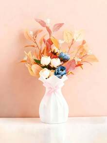 1 قطعة إناء بلاستيكي بمظهر السيراميك، إناء فني حديث مع تصميم مضاد للانزلاق، هدية مثالية لعيد الميلاد والهالوين وعيد الشكر والعيد الفصحي، مناسب لديكور غرفة المعيشة والنوم والحديقة والمكتب، متوفر ب- 3 ألوان