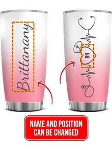 Custom Name Personalized Nurse Insulated Tumbler With Lid And Straw, Heartbeat Stethoscope Nurses Tumblers Insulated, Travel Coffee Insulated Tumbler, 20oz Birthday Christmas,Thanksgiving Gifts, Appreciation Gifts - Nurse - Gradient 2 - View 2