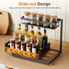 Aoshet Organizers And Storage 2 Tier Slide Out Kitchen Cabinet Organizer Sturdy Metal Bathroom Storage,Black - màu đen - Xem 5