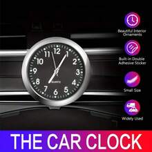 1pc Black Glow Decorative Car Clock, Mini Quartz Analog Clock For Dashboard, Stick-on Watch For Car, Designed For High-end Cars