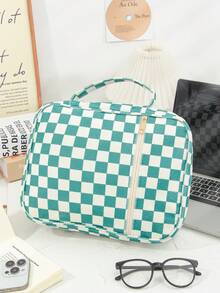 1 buah Sampul Buku Bermotif Kotak-kotak, Sampul Alkitab Besar Berlapis, Pelindung Buku Catatan Elastis, Sampul Alkitab dengan Kantong Resleting dan Pegangan, Tas Pembawa Buku, Hadiah Ideal untuk Wanita, Pria, Gadis, untuk Belajar, Gereja, Hadiah Kristen - MultiWarna - View 8