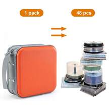 UENTIP CD Case For Car,48 Capacity DVD Case Portable Zipper Holder Large Storage CD Wallet CD Organizer Home Travel (Orange, 48){Inchcolor_nameinch:Inchorangeinch} - Orange - View 5