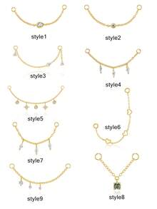 1pc 925 Sterling Silver Earrings Chain Accessories 18k Gold Plated Earrings Connector Chain For Women Convertible Dangle Chain For Double Piercings