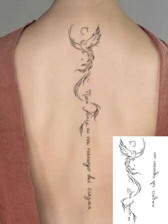 1 pieza Tatuaje temporal lavable, con respaldo de PVC con diseños de mariposa, floral y letras en inglés en acuarela, adecuado para personas de moda