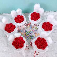 1束兔子玫瑰仿真花，兔耳造型香皂花束，生日礼物（送给朋友），情人节礼物（送给朋友/女朋友），母亲节礼物（送给妈妈/奶奶），节日派对装饰花束 - 彩色 - 查看 12