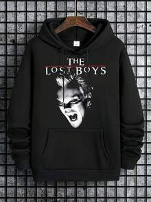 Sudadera con capucha estampada para hombres "Lost Boy" - Sudadera casual negra con bolsillo canguro, sudadera con capucha de manga larga a la moda, adecuada para otoño e invierno, lavable a máquina, regalo ideal para Halloween y Navidad - Negro - Ver 6