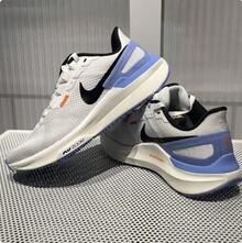 Nike Women's AIR ZOOM STRUCTURE 25 Minimalist Breathable Lace-Up Athletic Sneakers - White/Blue - View 1