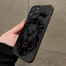 Funda para celular con diseño de león, 1 unidad de fundas protectoras de TPU suave, cubierta para celular a prueba de golpes para iPhone 15 14 13 12 11 - Negro - Ver 4