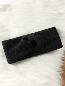 1 pieza Diadema de punto suave y antideslizante de unicolor para mujer, accesorio para el cabello elástico para yoga y deporte, versátil para uso diario, adecuado para múltiples ocasiones, pañuelo para la cabeza de mujer, envolvente para la cabeza de invierno cálido