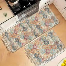 1pc Bohemian Style Moroccan Soft Memory Foam Water Absorbent Non-Slip Mat, Dirt-Resistant Non-Slip Kitchen/Living Room/Bedroom/Bathroom Decorative Floor Mat - Multicolor - View 1