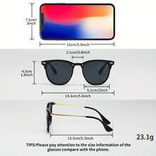 Square Frame Retro Personality Street Style Catwalk Glasses Cross-Border Unisex Glasses 2024 Fashion European And American New Style Rivet Frame Glasses With Free Glasses Case - C3茶框茶片 - 查看 6
