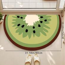 1pc Creative Half-Circle Cartoon Kiwi Printed Faux Wool Floor Mat, Soft Non-Slip Absorbent Washable Bathroom Rug, Comfortable Dirt-Resistant Doormat Carpet For Living Room, Bedroom, Kitchen, Laundry Room, Bathroom - Multicolor - View 13