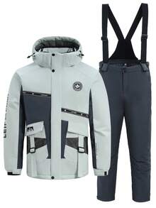 Set de 2 piezas Estilo Novio Hombre Deportes y Deportes al Aire Libre, Ropa Deportiva Profesional y Ropa de Recreación, Conjunto de Traje de Esquí Estilo Novio Hombre Parte Superior y Bottom HX5592 Atuendos de Esquí Invierno - Gris Claro - Ver 9