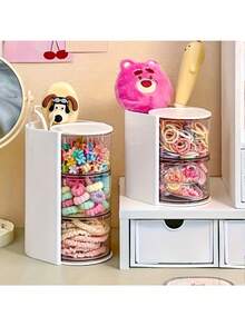 Rotating Multi-Layer Transparent Jewelry Organizer Box, Dustproof Plastic Storage Box, Desktop Organizer, Makeup Pencil Storage Box, Suitable For Christmas, Valentine's Day, Birthday, Makeup Room Decor, Room Decor - Multicolor - View 6