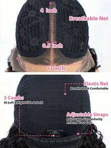 QVR QUEEN VIRGIN REMY QVR T Part Curly Bob Lace Front Wig Human Hair Middle Part Jerry Curly Bob Lace Wigs Pre Plucked With Baby Hair Water Wave Bob Lace Wig - Black - View 2