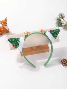 1pc Women's Cute Green Christmas Party Versatile Headband With 3D Holiday Decoration - Multicolor - View 4