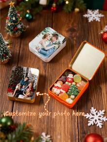 1pc Personalized Custom Rectangular Tin Box, Photo Custom Gift Box, Suitable For Gift Storage Box, Candy Storage Box, Small Storage Box, Candy Packaging Box, Custom Wedding Candy Tin, Wedding Candy Box, Personalized Gift Box Customization - Multicolor - View 12