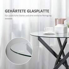 HOMCOM Coffee Table, Round Glass Table, Black Side Table With Glass And Metal Frame, 80x80x75, Modern And Elegant On The Site. - 1 - 查看 3