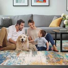 Tappeto lavabile per soggiorno, tappeto moderno a pelo corto, grande, tappeti astratti per camera da letto, lavabile, design antiscivolo per sala da pranzo, ufficio, arredamento per aree, colorato, tappeti decorativi pasquali per camera da letto e corridoio.