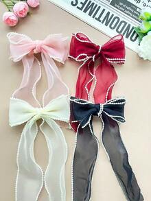 1/4 件珍珠发饰 细节蝴蝶结装饰 发夹 优雅配饰