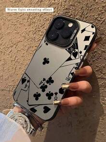 1pc Black Poker Card Pattern Personalized Mobile Phone Case Compatible With Apple 16, 15, 14, 13, 12, 11 Pro Max, Also For Series Waterproof Shockproof Anti-Fall Scratch Resistant-For-Your-New- - 1pc - 查看 3
