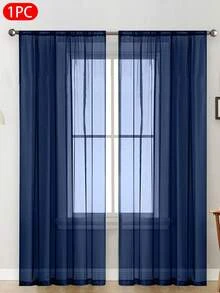 1pc Solid Color Light-Weight Voile Curtain, Modern Minimalist Polyester Sheer Curtain Panel For Bedroom, Living Room, Balcony Window Decor