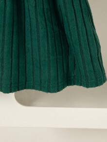 2pcs/Set Girls Casual Outfits, Sleeveless Top With Bow Decor And Long Sleeve Knee-Length Dress, Fashion Suit For Spring, Autumn And Winter - Green - View 9