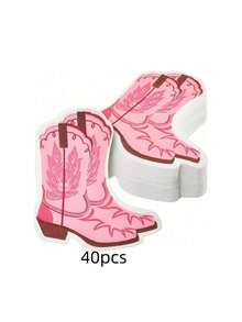 20 قطعة/40 قطعة/100 قطعة من مناديل الجينز الوردية، مناديل غربية الطراز، ديكور حفل الزفاف، مناديل حفلة غربية، مناديل بأحذية الجينز، لوازم الحفلات، ديكور طاولة عيد الميلاد