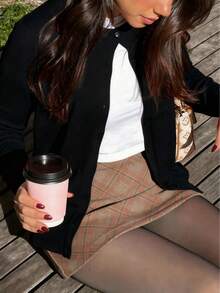 Women's Knitwear Cardigan Long Sleeve Round Neck Button Front Rib-Knit Details Regular Length Medium Stretch Red Cardigan,Casual Sweater - Black - View 7