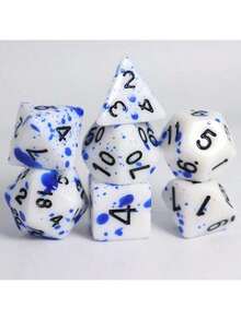 7pcs/Set Boxed Bloody Dice Set, Tabletop Role-Playing Game (TRPG) Dice, Polyhedral Tabletop Game Dice, Suitable For Role-Playing Game (RPG) Dice Games - White - View 10