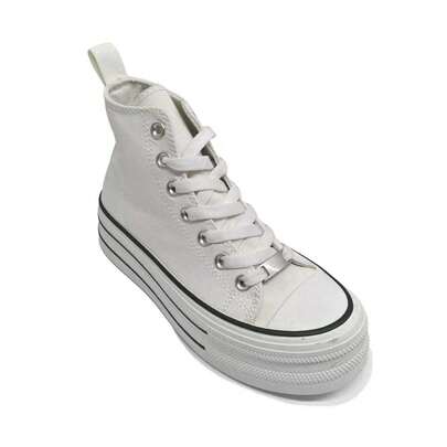 Damskie trampki na platformie z denimu, z wysoką cholewką i grubą podeszwą, w nowoczesnym i wygodnym stylu