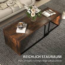 HOMCOM 2-Piece Set Coffee Table Side Table Sofa Table End Table Coffee Table Various Shapes Multifunctional Elegant Simple Black+Brown Metal Leg On Site - 1 - View 10