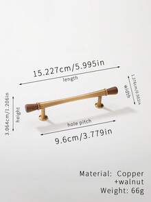 1pc Walnut Wood & Brass Vintage Bronze Cabinet Door/Drawer Pull Handle - Multicolor - View 25