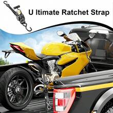 1/2/4 Pack Heavy Duty Auto Retractable Ratchet Strap 1IN X 10FT W/Grip T Handle Perfect For Securing Cargo, Motorcycle & Boats Min. Breaking Strength 1,500LBS Per Strap - Black - Black - View 4