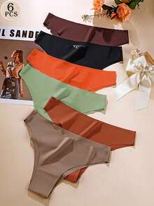 Aofeiqike 6条装女士无缝健身内裤，冰丝运动瑜伽款，性感三角裤，舒适透气，法式乡村甜美风三角裤，塑形女士内裤：多种颜色可选，无缝设计，舒适亲肤，性感贴身，运动风，隐形三角裤 - 彩色 - 查看 15